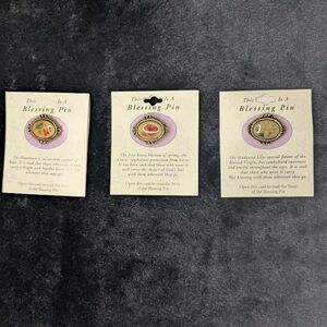 Set of 3 Vintage Inspired Blessing Pins - Hawthorn, Crocus, Madonna Lily